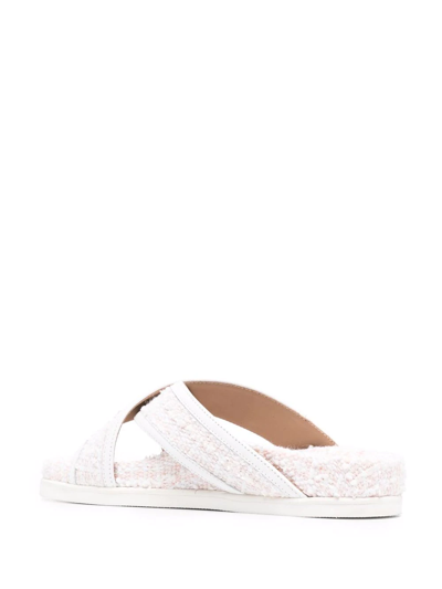 Shop Thom Browne Tweed Slip-on Sandals In Pink