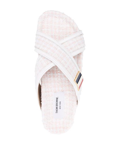 Shop Thom Browne Tweed Slip-on Sandals In Pink