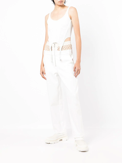 Shop Dion Lee Fishnet Tailored Pants In White
