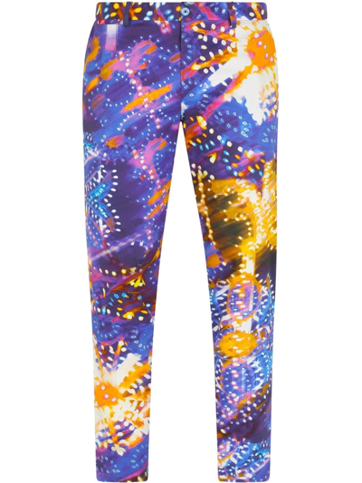 Shop Dolce & Gabbana Luminaire-print Tailored Trousers In Blue