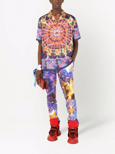Dolce & Gabbana Luminaire-print Tailored Trousers In Blue