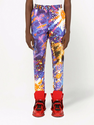 Dolce & Gabbana Luminaire-print Tailored Trousers In Blue