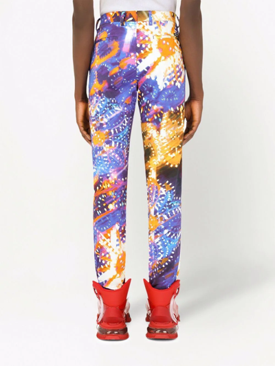 Shop Dolce & Gabbana Luminaire-print Tailored Trousers In Blue