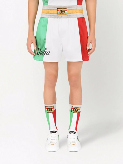 Shop Dolce & Gabbana Italia Colour-block Shorts In Green