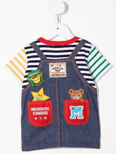 Shop Miki House Dungaree-style T-shirt In Blue
