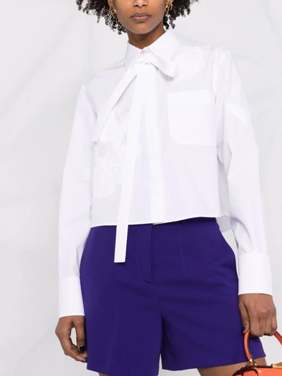 Valentino Appliqué Cropped Shirt In White