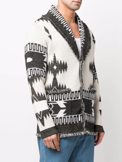 Shop Alanui Icon Jacquard Knitted Cardigan In Neutrals