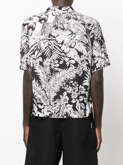Shop Palm Angels Jungle-print Short-sleeved Shirt In Black