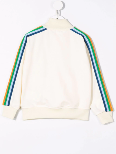 Palm Angels Kids Girls Cotton Blend Track Sweatshirt With Logo In White