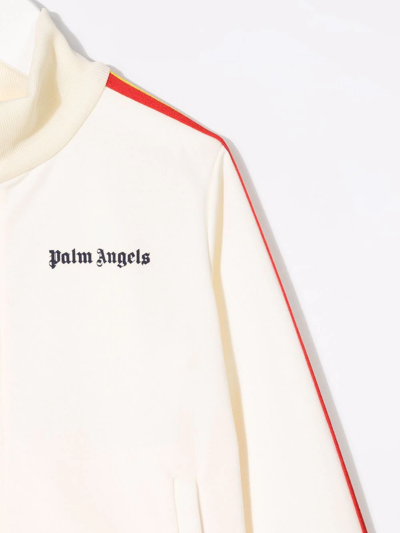 Palm Angels Kids Girls Cotton Blend Track Sweatshirt With Logo In White