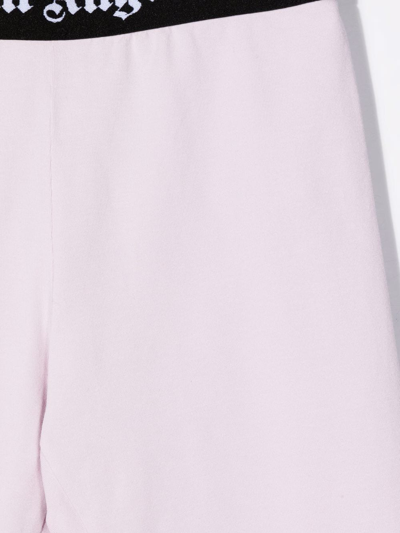 Palm Angels Kids Lilac Cycling Shorts With Logo Band In Pink