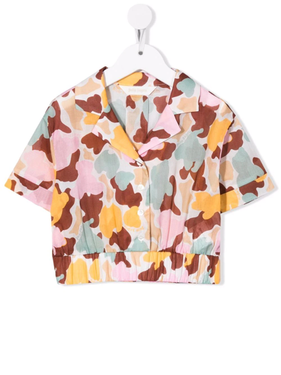 Shop Palm Angels Camouflage-print Cropped Shirt In Neutrals