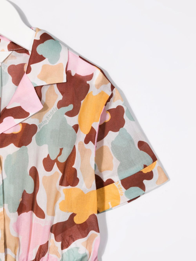 Shop Palm Angels Camouflage-print Cropped Shirt In Neutrals