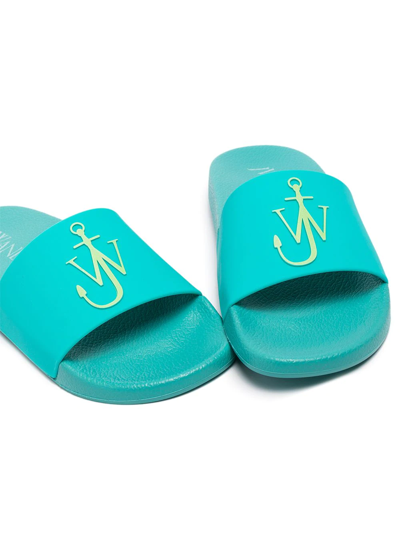 Shop Jw Anderson Anchor-logo Pool Slides In Blue