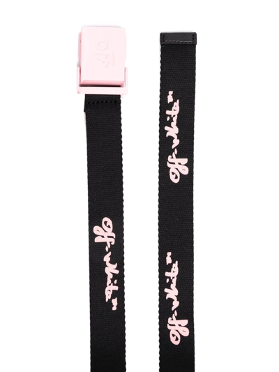 Shop Off-white Script Logo-print Buckled Belt In Black