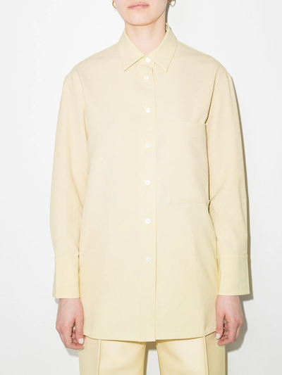 Shop Gia Studios Patch-pocket Oversized Shirt In Yellow