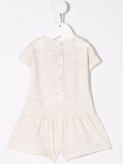 Kenzo Lion-print Knitted Romper In Neutrals