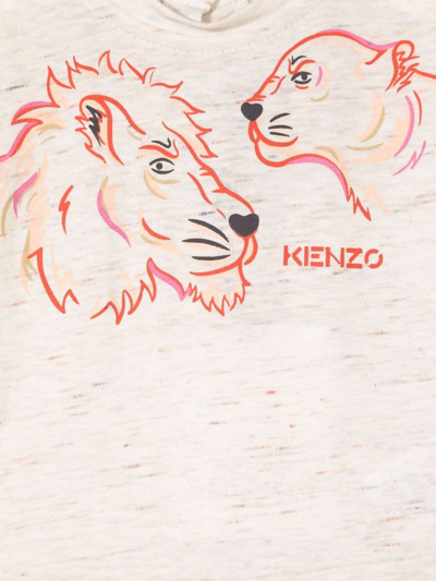 Shop Kenzo Lion-print Knitted Romper In Neutrals
