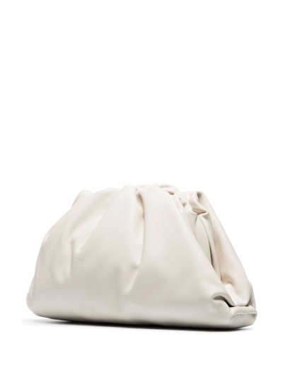Shop Bottega Veneta The Pouch Leather Clutch Bag In White