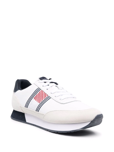Shop Tommy Hilfiger Embroidered-design Sneakers In White