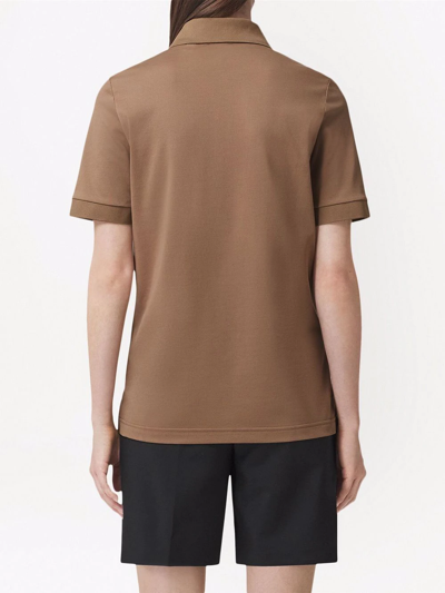 Shop Burberry Monogram-embroidered Polo Shirt In Neutrals