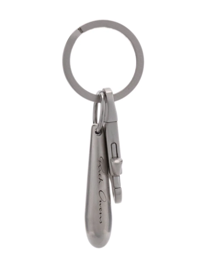 Shop Rick Owens Teardrop Charm Keychain In Silver