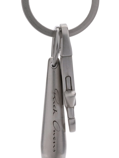 Shop Rick Owens Teardrop Charm Keychain In Silver