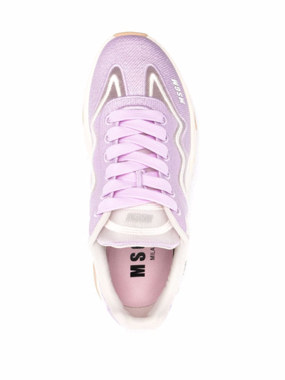 Shop Msgm Panelled-design Sneakers In Purple