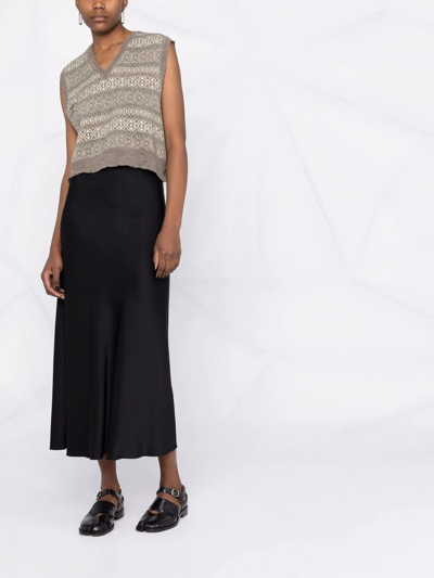 Shop Maison Margiela Satin A-line Midi Skirt In Black