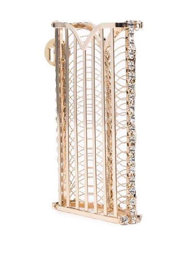 Shop Rosantica Caged Crystal-embellished Cross-body Bag In Gold