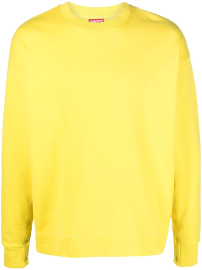 Shop Camper Crew-neck Organic Cotton Sweatshirt In Yellow