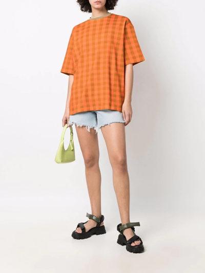 Camper Check-print T-shirt In Orange