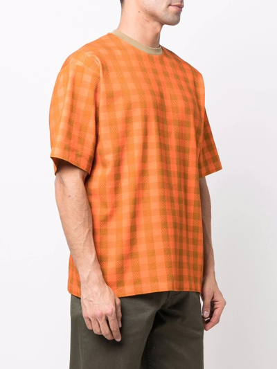 Shop Camper Check-print T-shirt In Orange