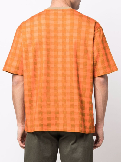 Camper Check-print T-shirt In Orange