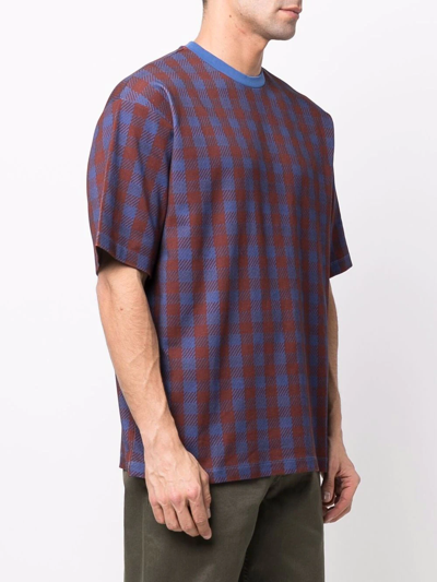 Shop Camper Check-print T-shirt In Blue