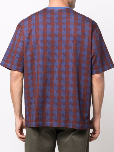 Shop Camper Check-print T-shirt In Blue