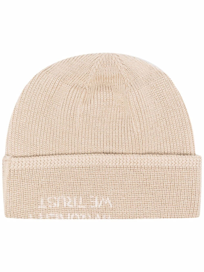 Shop Visvim Ribbed Knit Beanie In Neutrals