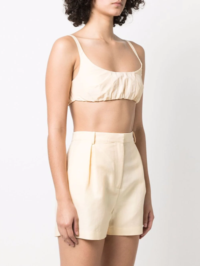 Shop Patrizia Pepe Pleated Cropped Top In Neutrals