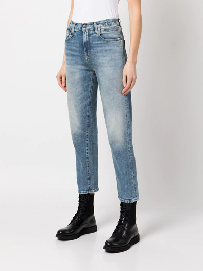 Shop R13 High-waisted Tapered Jeans In Blue