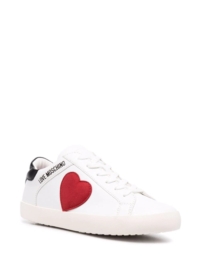 Shop Love Moschino Heart-print Sneakers In White