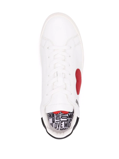 Shop Love Moschino Heart-print Sneakers In White