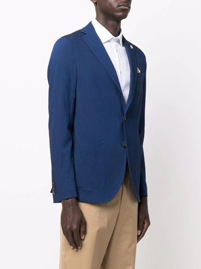 Manuel Ritz Textured Single-breasted Blazer In Blue