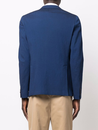 Manuel Ritz Textured Single-breasted Blazer In Blue