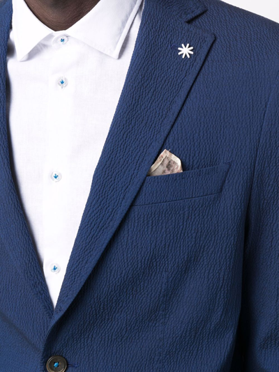 Manuel Ritz Textured Single-breasted Blazer In Blue