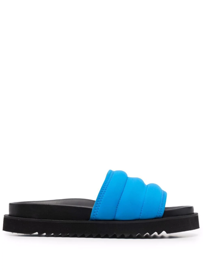 Shop Nina Ricci Quilted Two-tone Slides In Blue