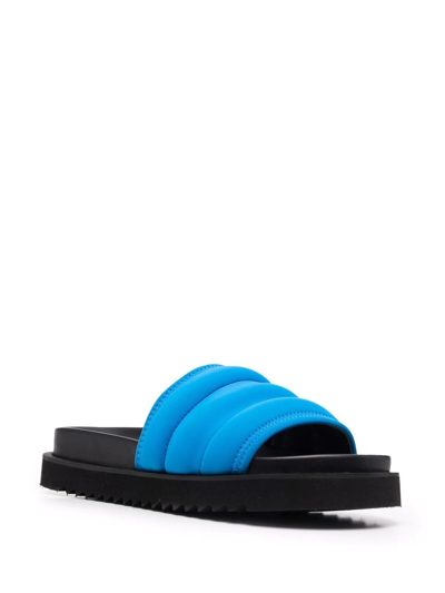 Shop Nina Ricci Quilted Two-tone Slides In Blue