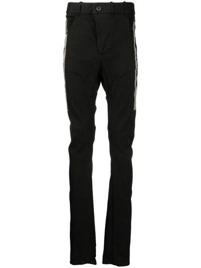 Shop Boris Bidjan Saberi Stripe-detail Mid-rise Trousers In Black