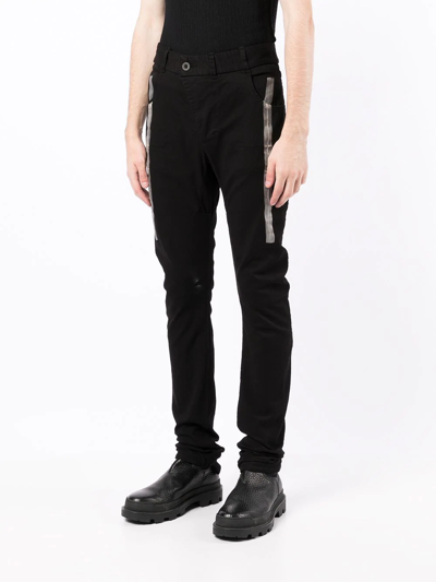 Shop Boris Bidjan Saberi Stripe-detail Mid-rise Trousers In Black