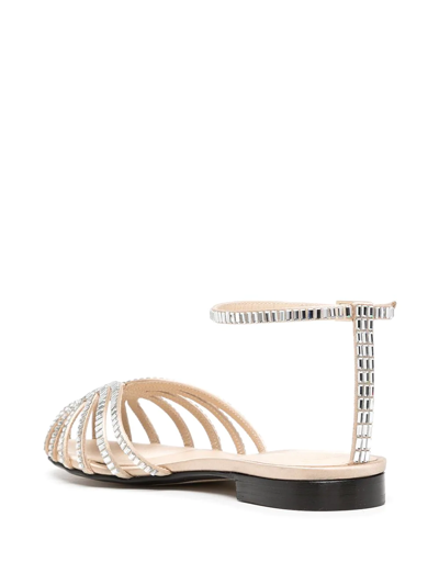 Shop Alevì Rebecca Crystal-embellished Sandals In Neutrals