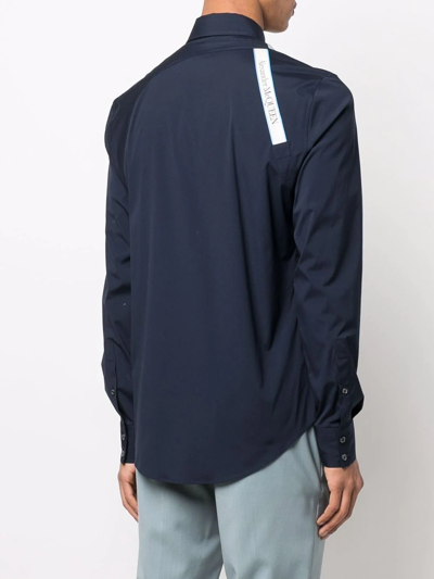 Shop Alexander Mcqueen Long-sleeve Harness-detail Shirt In Blue